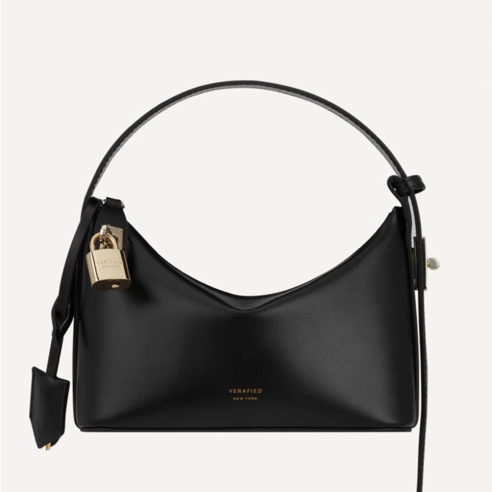 Verafied New York Mini Gold Black Hobo Bag